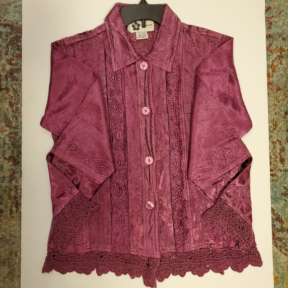 Gorgeous Vintage Magenta Flower Blazer - Picture 5 of 6